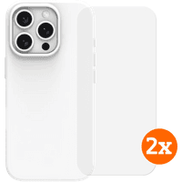 Koop BlueBuilt Back Cover iPhone 16 Pro Wit + Screenprotector Glas Duo Pack - 6151132075054
