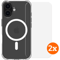 Koop BlueBuilt Protective Cover met MagSafe iPhone 16 Transparant + Screenprotector Duo Pack - 6151132120167