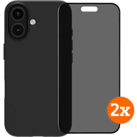 Koop BlueBuilt Back Cover iPhone 16 Zwart + Privacy Filter Screenprotector Glas Duo Pack - 6151132146198