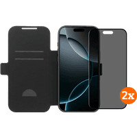 Koop BlueBuilt Apple iPhone 17 Pro Max Book Case Leer Zwart + Privacy Screenprotector Duo Pack - 6151132154186