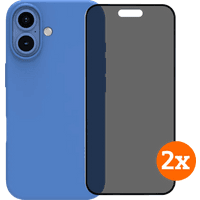 Koop BlueBuilt Back Cover iPhone 16 Blauw + Privacy Filter Screenprotector Glas Duo Pack - 6151132156180