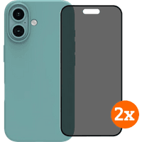 Koop BlueBuilt Back Cover iPhone 16 Groen + Privacy Filter Screenprotector Glas Duo Pack - 6151132176171