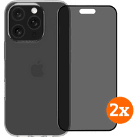 Koop BlueBuilt Back Cover iPhone 16 Pro Transparant + Privacy Screenprotector Glas Duo Pack - 6151132239241