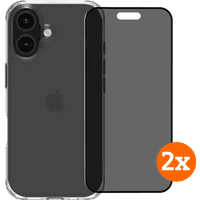 Koop BlueBuilt Protective Back Cover iPhone 16 Transparant + Privacy Screenprotector Duo Pack - 6151132253254