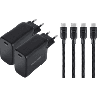 Koop BlueBuilt 100W GaN Usb C Oplader Zwart + Usb C Kabel 240W 2m Nylon Zwart Duo Pack - 6151135767710