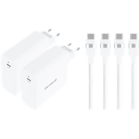 Koop BlueBuilt 140W GaN Usb C Oplader Wit + Usb C Kabel 240W 2m Nylon Wit Duo Pack - 6151135775777