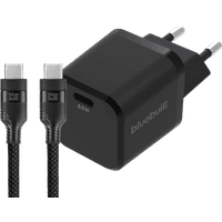 Koop BlueBuilt 65W GaN Usb C Oplader Zwart + Usb C Kabel 240W 2m Nylon Zwart - 6151137592570