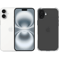 Koop Apple iPhone 16 Plus 128GB Wit + BlueBuilt Protective Back Cover Transparant - 6151121696697