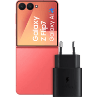 Koop Samsung Galaxy Z Flip 7 256GB Rood 5G + Samsung Oplader 25 Watt Zwart - 6151124252258