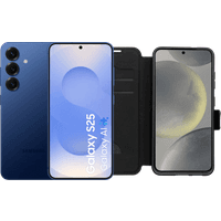 Koop Samsung Galaxy S25 128GB Donkerblauw 5G + BlueBuilt Book Case Zwart - 6151119537551
