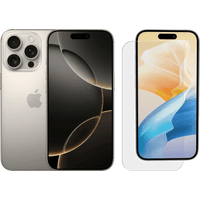 Koop Apple iPhone 16 Pro 128GB Natural Titanium + BlueBuilt Screenprotector Glas - 6151121842896