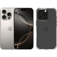 Koop Apple iPhone 16 Pro 128GB Natural Titanium + BlueBuilt Protective Back Cover Transparant - 6151121814862