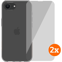Koop BlueBuilt Back Cover iPhone 17e/16e Transparant + Screenprotector Glas Duo Pack - 6151132382350