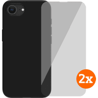Koop BlueBuilt Back Cover iPhone 17e/16e Zwart + Screenprotector Glas Duo Pack - 6151132415454