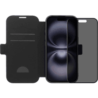Koop BlueBuilt Apple iPhone 17 Book Case Leer Zwart + iPhone 17 Privacy Screenprotector Glas - 6151127392395