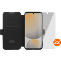 Koop BlueBuilt Samsung Galaxy S25 FE Book Case Zwart + Screenprotector Glas Duo Pack - 6151131162120