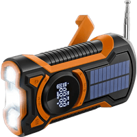 Koop Just in Case Noodradio met Zonnepaneel en Powerbank 5.000 mAh Oranje - 8720878774125