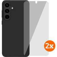 Koop BlueBuilt Samsung Galaxy S25 FE Back Cover Zwart + Screenprotector Glas Duo Pack - 6151131218278