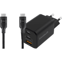 Koop BlueBuilt Power Delivery Oplader 2 Usb C Poorten 65W + Usb C Kabel 3m Nylon Zwart - 6151147631658