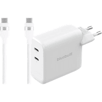 Koop BlueBuilt 100W GaN Oplader met 2 Usb C Poorten Wit + BlueBuilt Usb C Kabel 240W 2m Nylon - 6156414092064