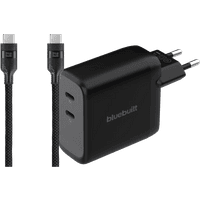 Koop BlueBuilt 100W GaN Oplader met 2 Usb C Poorten Zwart + BlueBuilt Usb C Kabel 240W 2m Nylon - 6156414092088