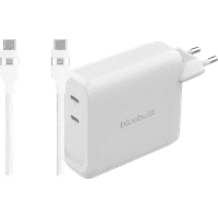 Koop BlueBuilt 140W GaN Oplader met 2 Usb C Poorten Wit + BlueBuilt Usb C Kabel 240W 2m Nylon - 6156414094006