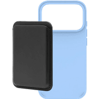Koop BlueBuilt MagSafe Hoesje iPhone 18 Pro Lichtblauw + Kaarthouder Leer Zwart - 6156414569597