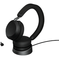 Koop Jabra Evolve2 75 USB C Draadloze Office Headset met oplaadstandaard Zwart - 5706991024449