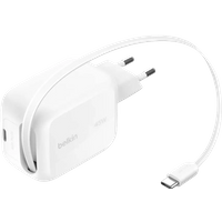 Koop Belkin BoostCharge Pro Oplader 45W Usb C Wit + Usb C Intrekbare Kabel 0